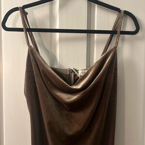 Brown Velvet Midi Dress